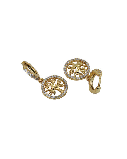 Carlton London Gold Plated Cz Studded Circular Hoop Earrings For Women