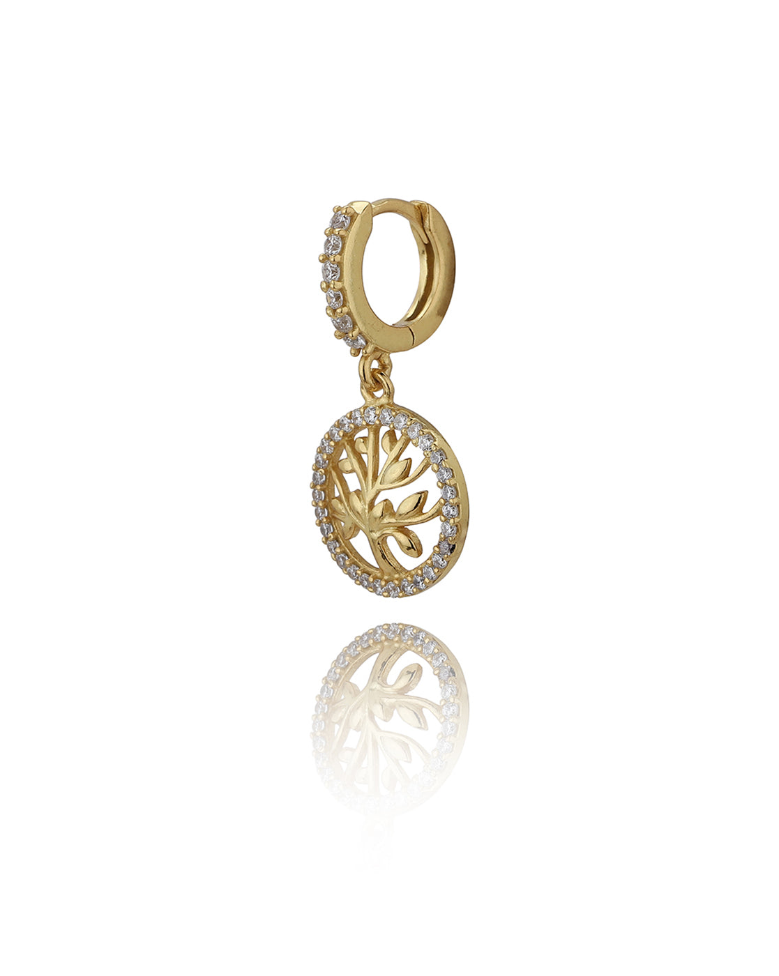 Carlton London Gold Plated Cz Studded Circular Hoop Earrings For Women