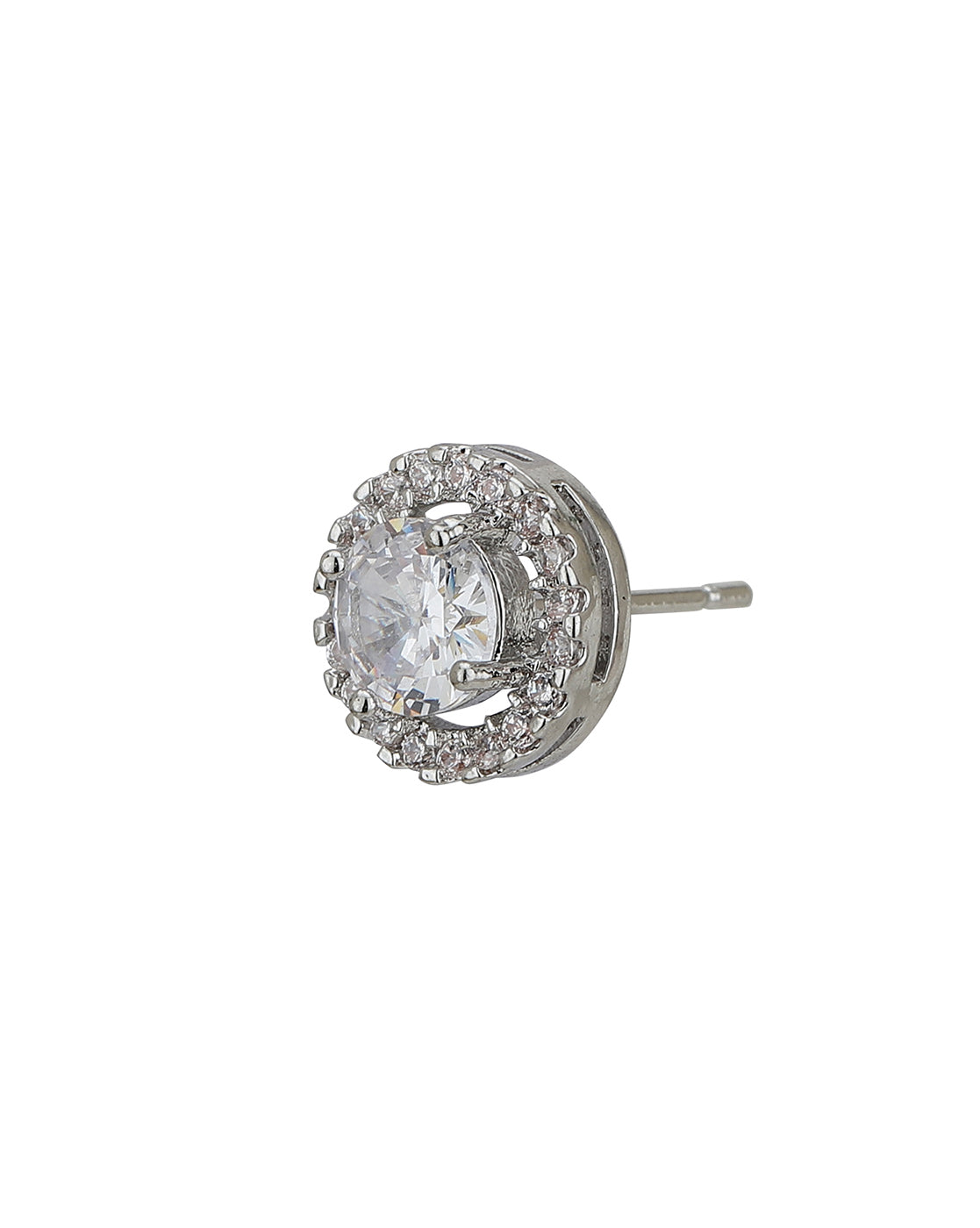 Carlton London Rhodium Plated Cz Circular Stud Earring For Women