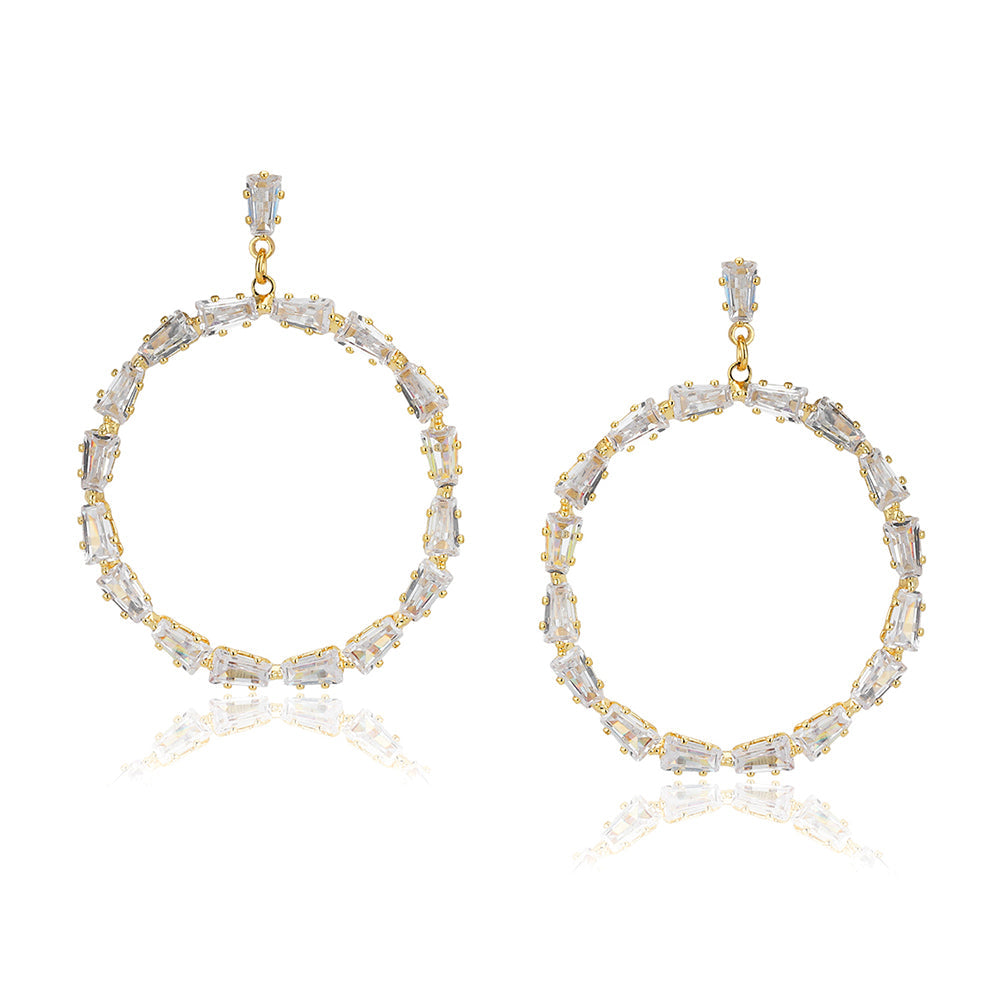Carlton London Premium Jwlry Gold Toned Cz Studded Gold Plated Circular Handcrafted Drop Earrings Fje4138