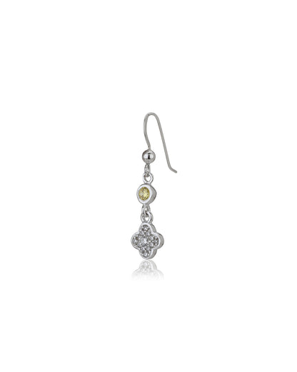 Carlton London Rhodium Plated Drop Earrings With Four Clover &amp; Cz