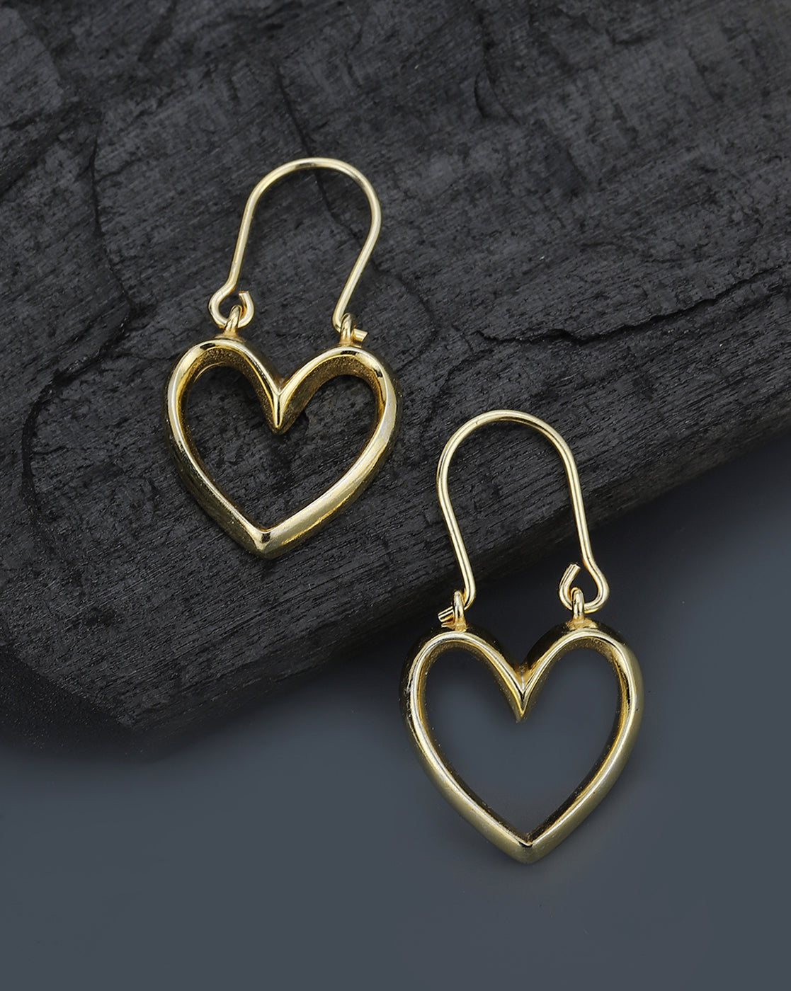 Carlton London 18Kt Gold Plated Drop Earrings With Textured Heart