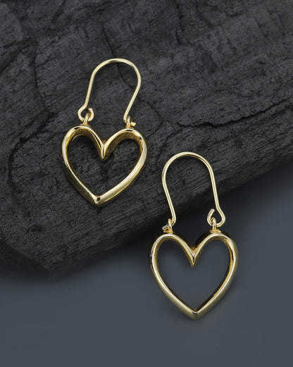 Carlton London 18Kt Gold Plated Drop Earrings With Textured Heart