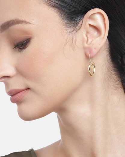 Carlton London 18Kt Gold Plated Drop Earrings With Textured Heart