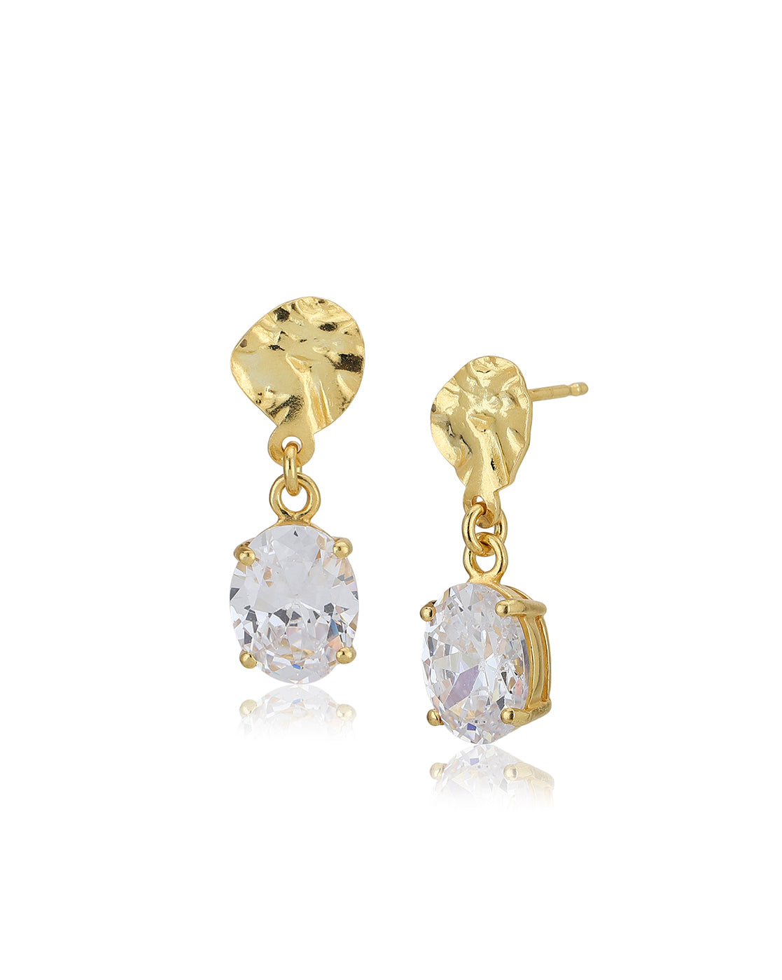 Carlton London 18Kt Gold Plated Drop Earrings With Dangling Solitaire
