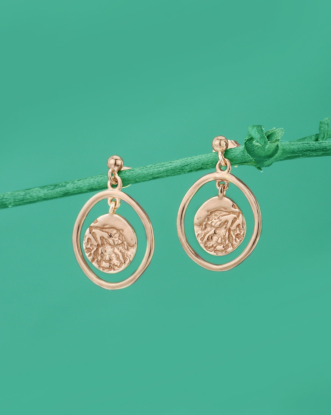 Carlton London 18Kt Rose Gold Plated Circular Drop Earrings