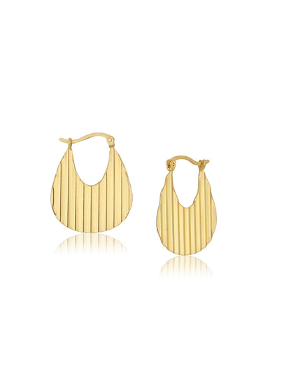 Carlton London 18Kt Gold Plated Fancy  Textured Hoop Earrings