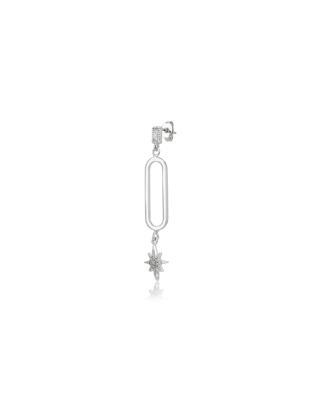 Carlton London  Rhodium Plated Drop Earrings With Dangling Star