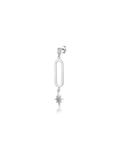 Carlton London  Rhodium Plated Drop Earrings With Dangling Star