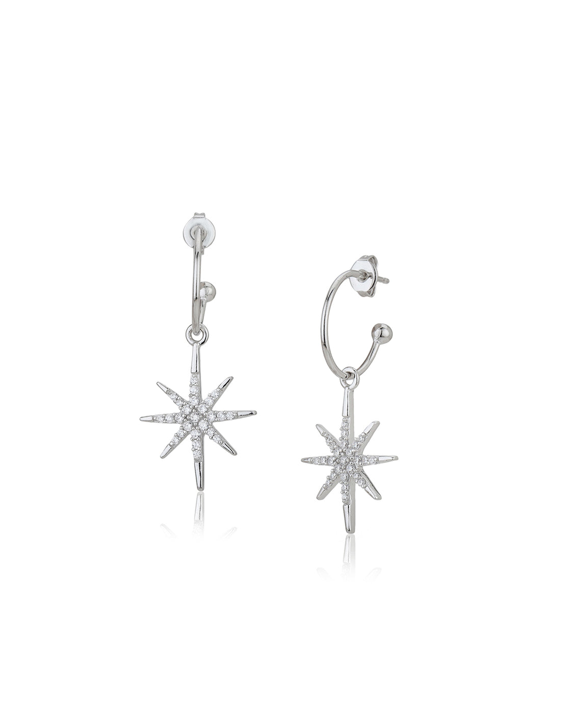 Carlton London Rhodium Plated Starburst Drop Earrings