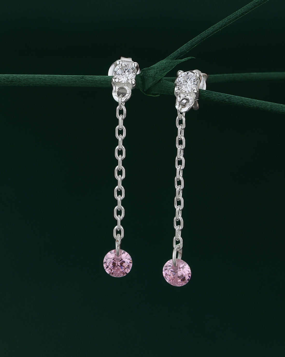 Carlton London  Rhodium Plated Drop Earrings Dangling Cz