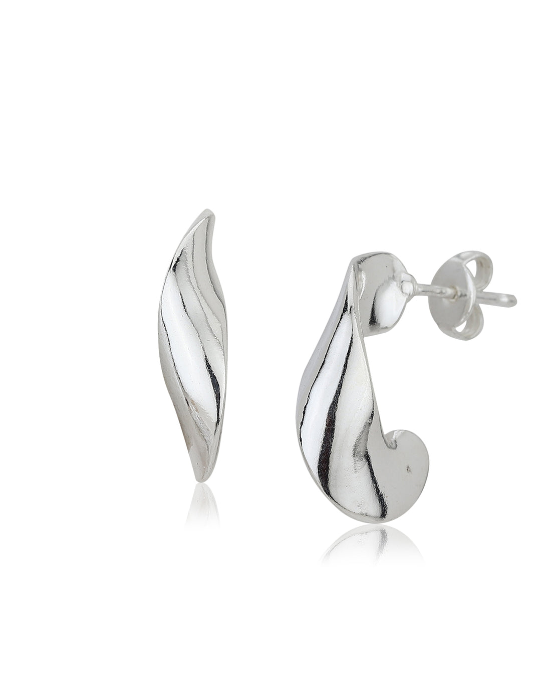 Carlton London Rhodium Plated Fancy Hoop Earrings