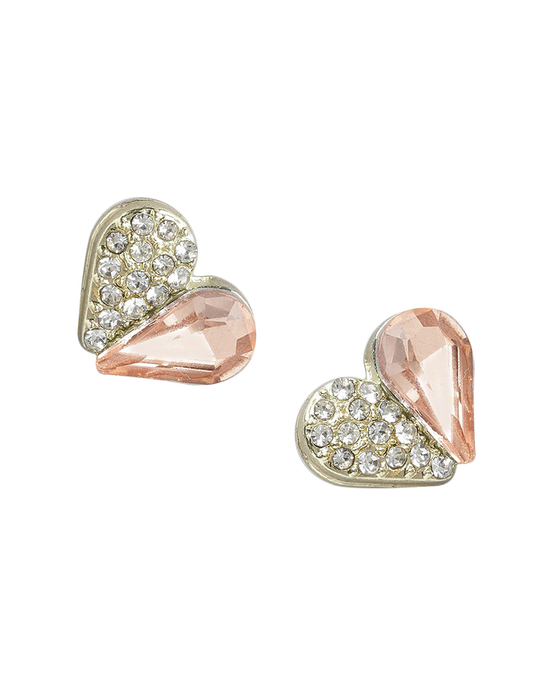 Gold Plated With Cz Heart Petite Stud Earring For Women