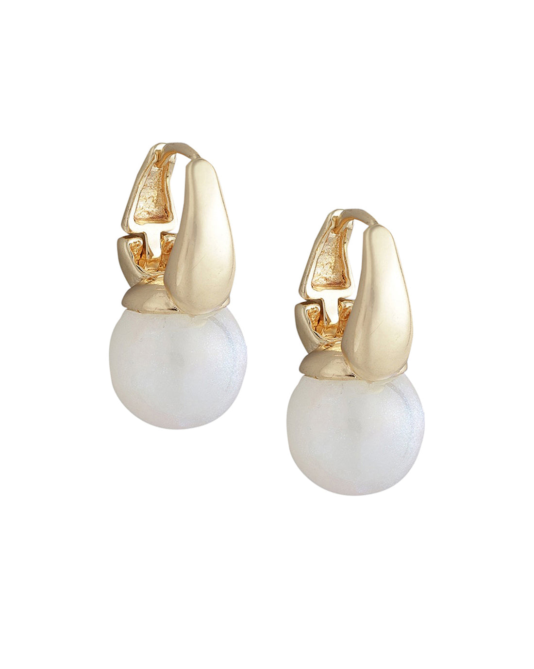 Gold Plated With Pearl Fancy Hoop Earring For Women