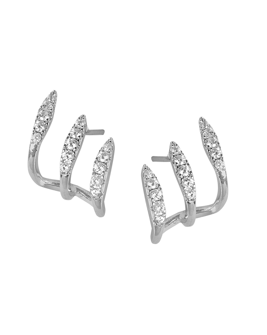 Rhodium Plated With Cz Ear Cuff Earring