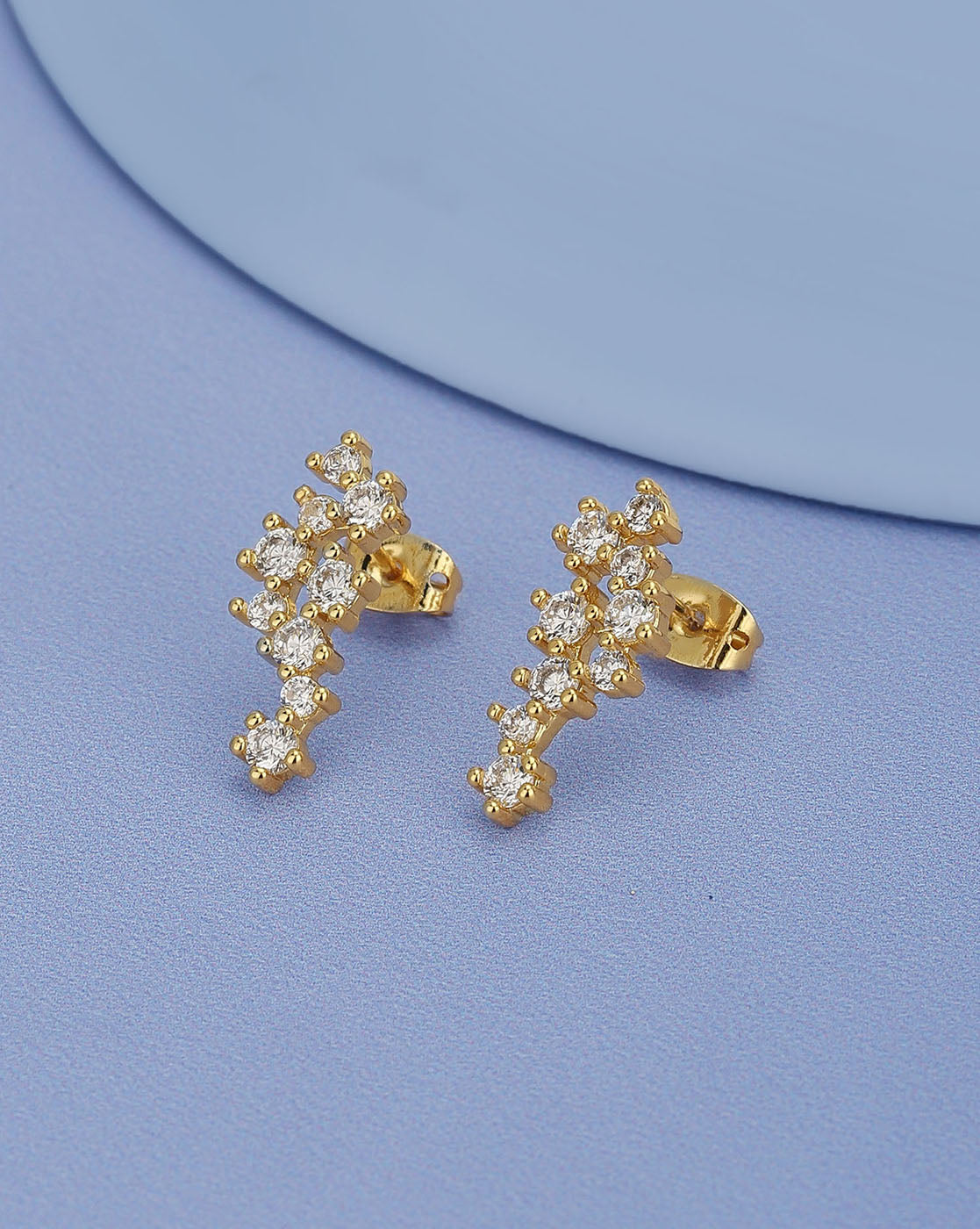 Gold Plated With Cz Stylish Petite Ear Climber For Women