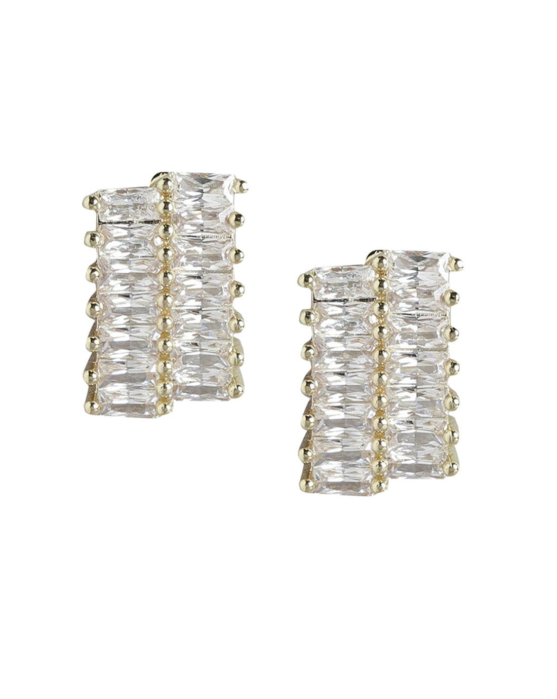 Gold Plated With Cz Fancy Petite Stud Earring For Women