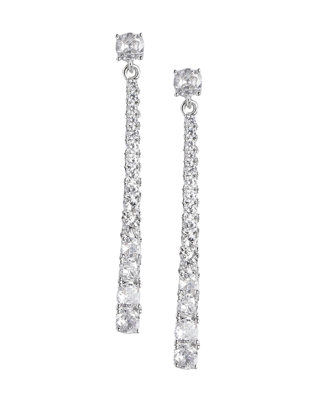 Rhodium Plated With Cz Fancy Drop Earring For Women