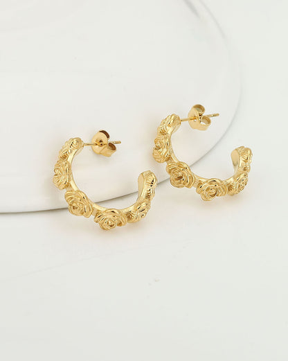 Gold Plated Stylish Half Hoop Earring For Women