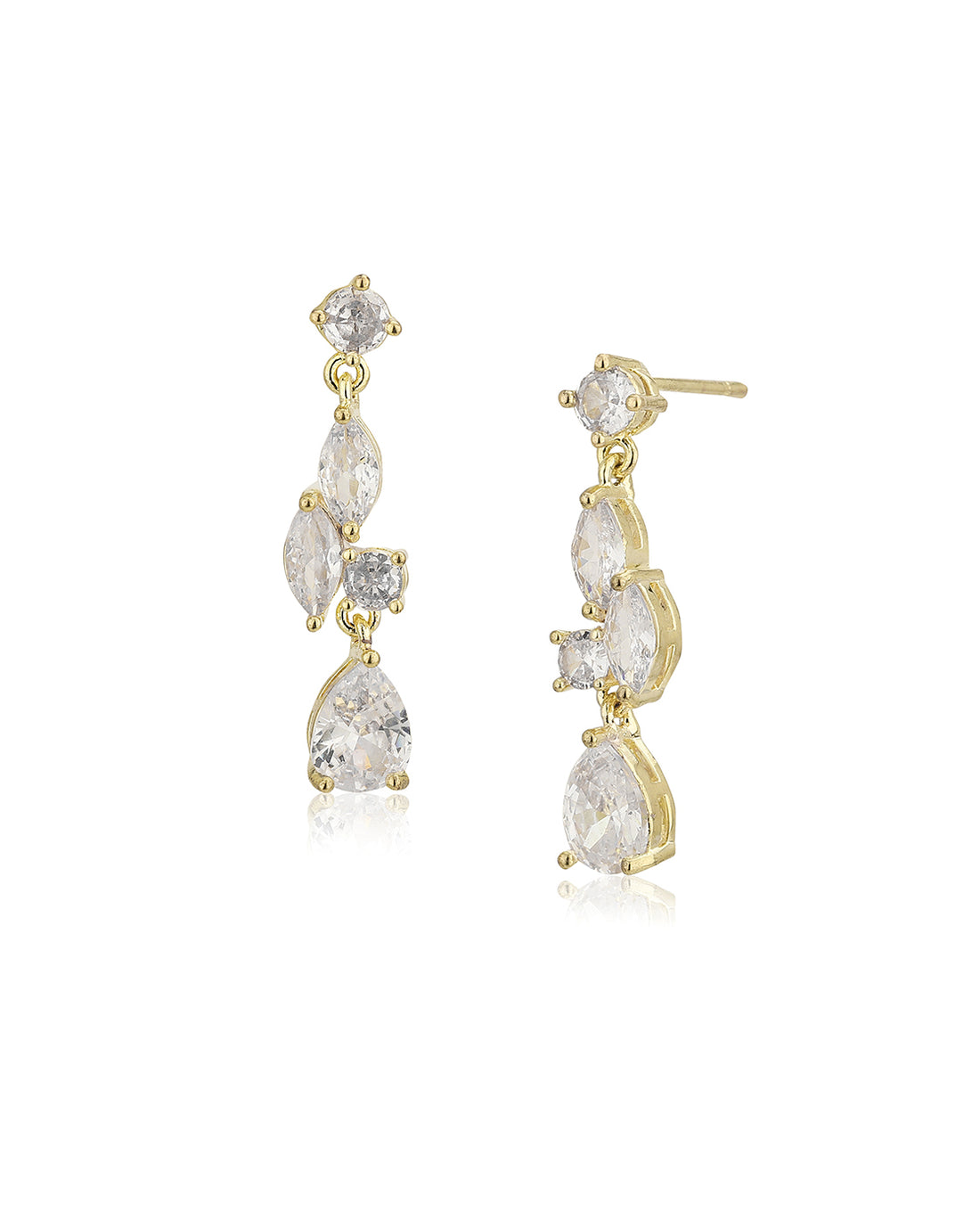 Premium Gold Plated With Solitaire Contemporary Drop Earring