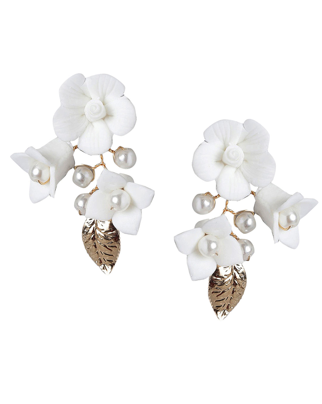 Rose Gold Plated With Pearl Floral Drop Earring For Women