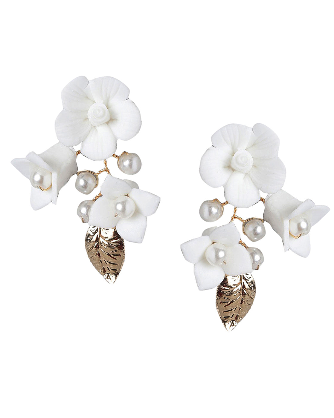 Rose Gold Plated With Pearl Floral Drop Earring For Women