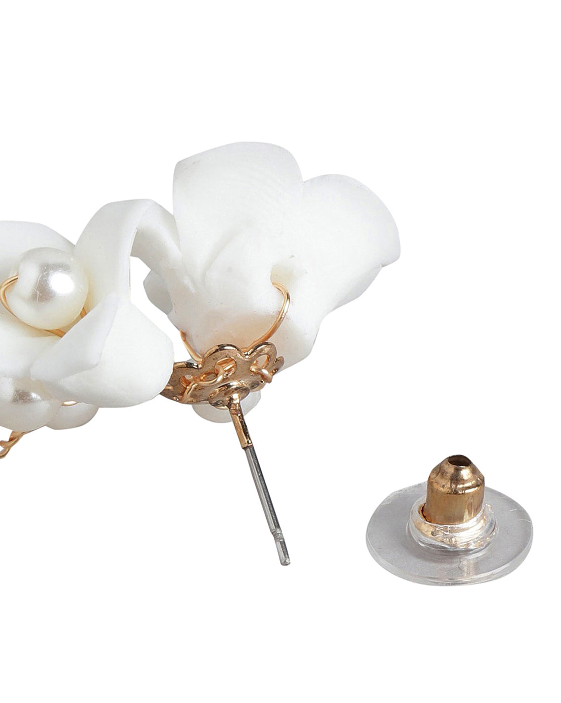 Rose Gold Plated With Pearl Floral Drop Earring For Women