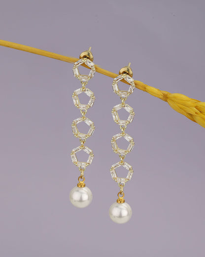 Gold Plated With Dangling Pearl Fancy Drop Earring For Women