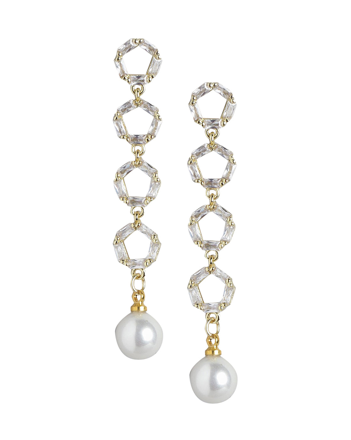 Gold Plated With Dangling Pearl Fancy Drop Earring For Women