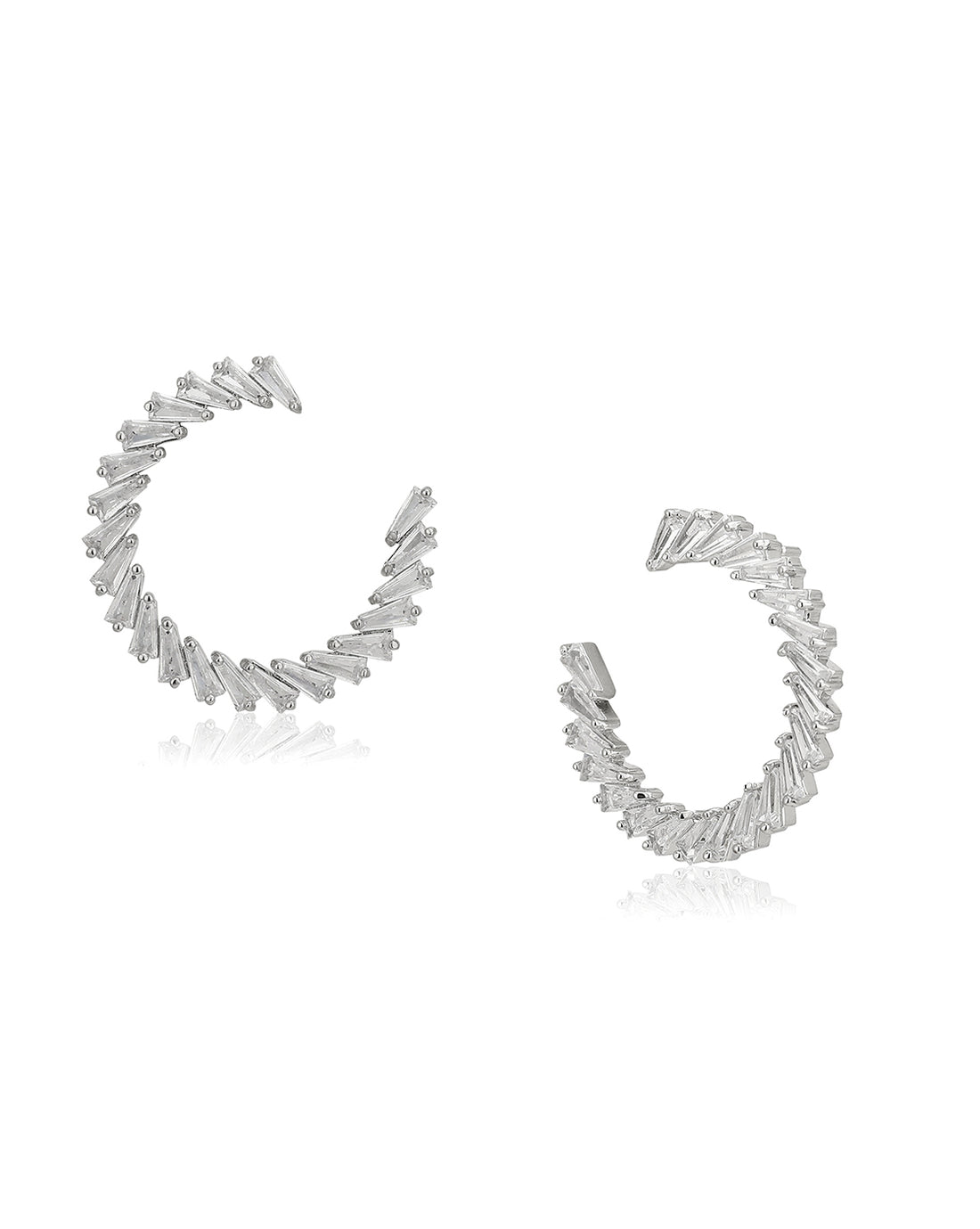 Premium Crystal With Rhodium Plated Half Hoop Earring