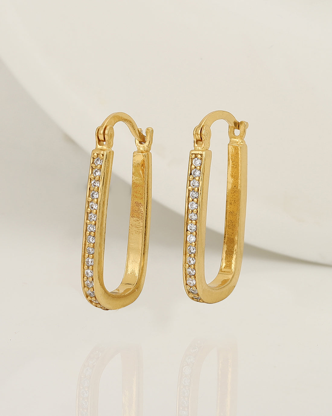 18Kt Gold Plated With Zirconia Stylish Studded Hoop Earring