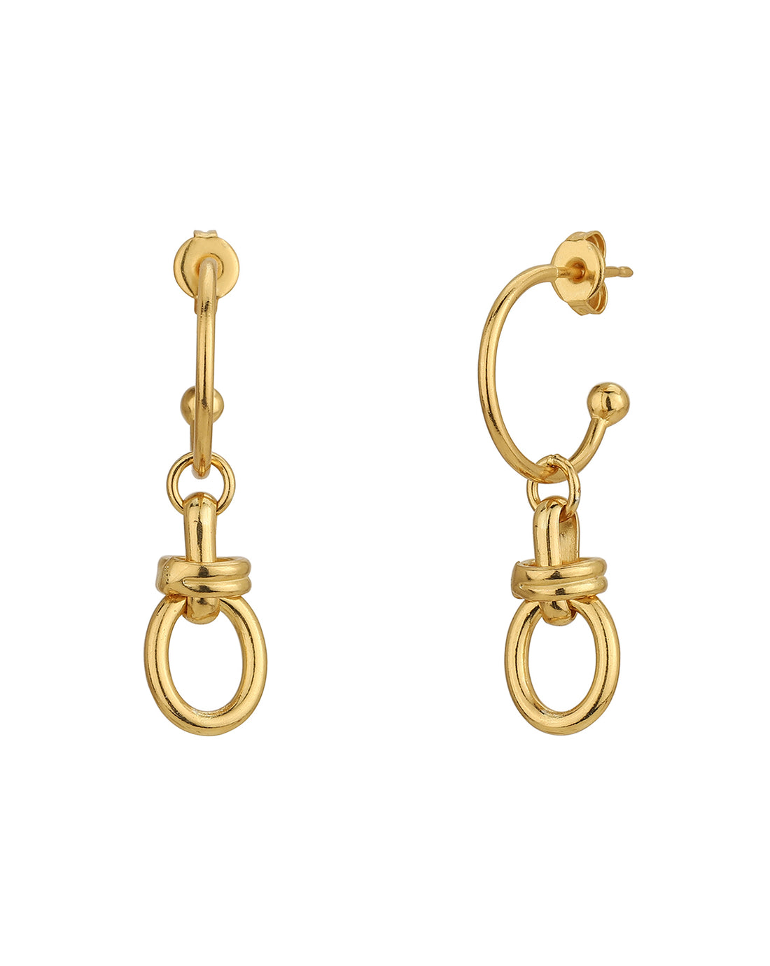 18Kt Gold Plated Contemporary Fancy Half Hoop Earring