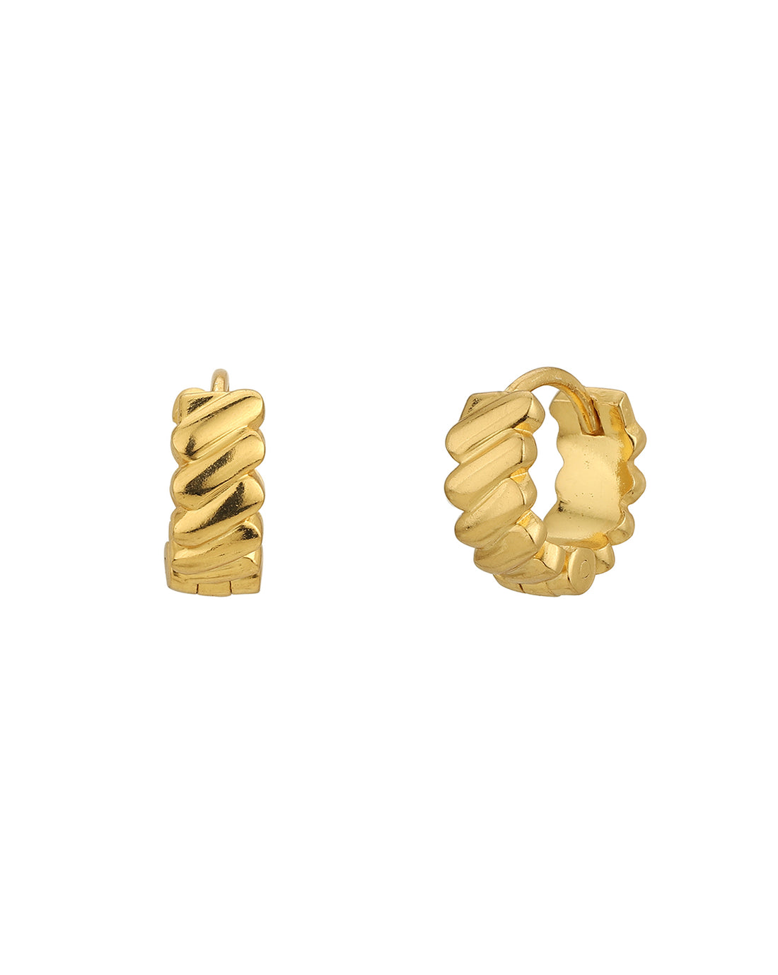 18Kt Gold Plated Textured Hoop Earring For Women
