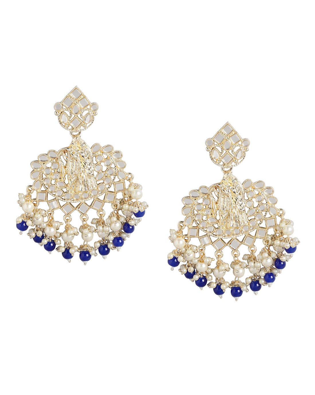 Gold Plated Dangling Pearl Chandelier Jhumka Earring For Women