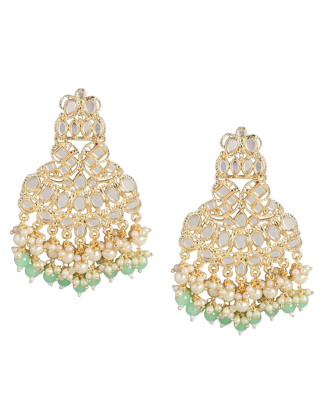 Gold Plated Dangling Pearl Chandelier Jhumka Earring For Women