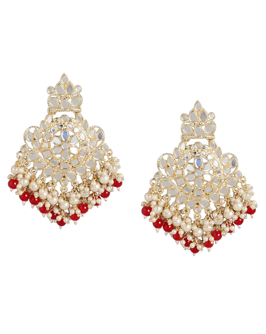 Gold Plated Dangling Pearl Chandelier Jhumka Earring For Women