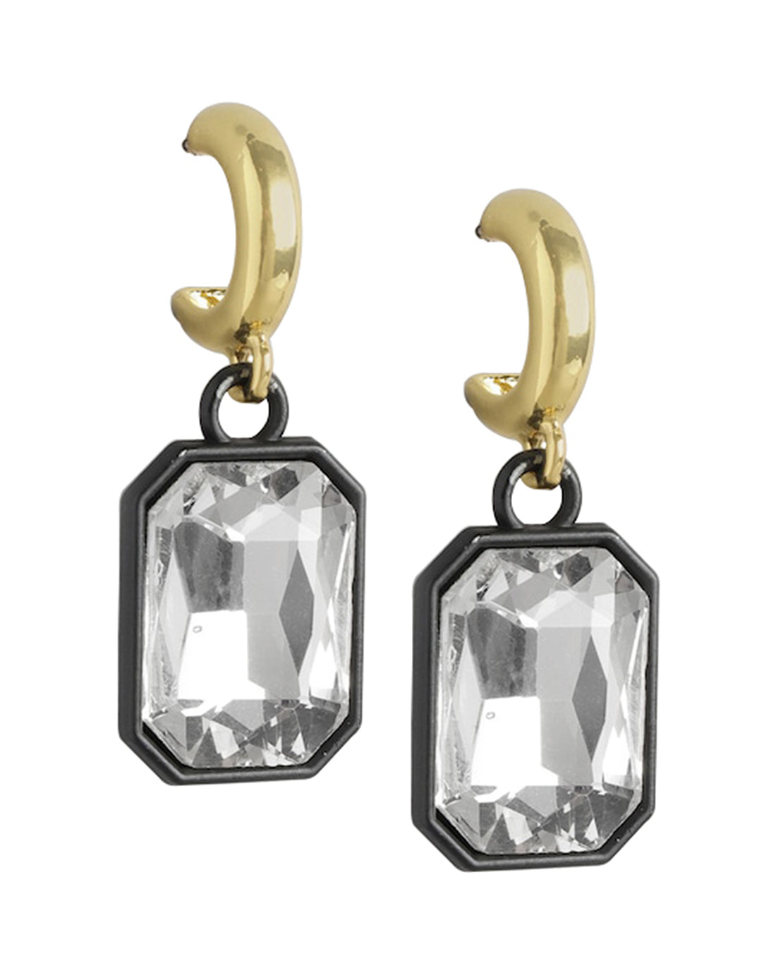 Gold Plated &amp; Crystal Square Drop Earring For Women