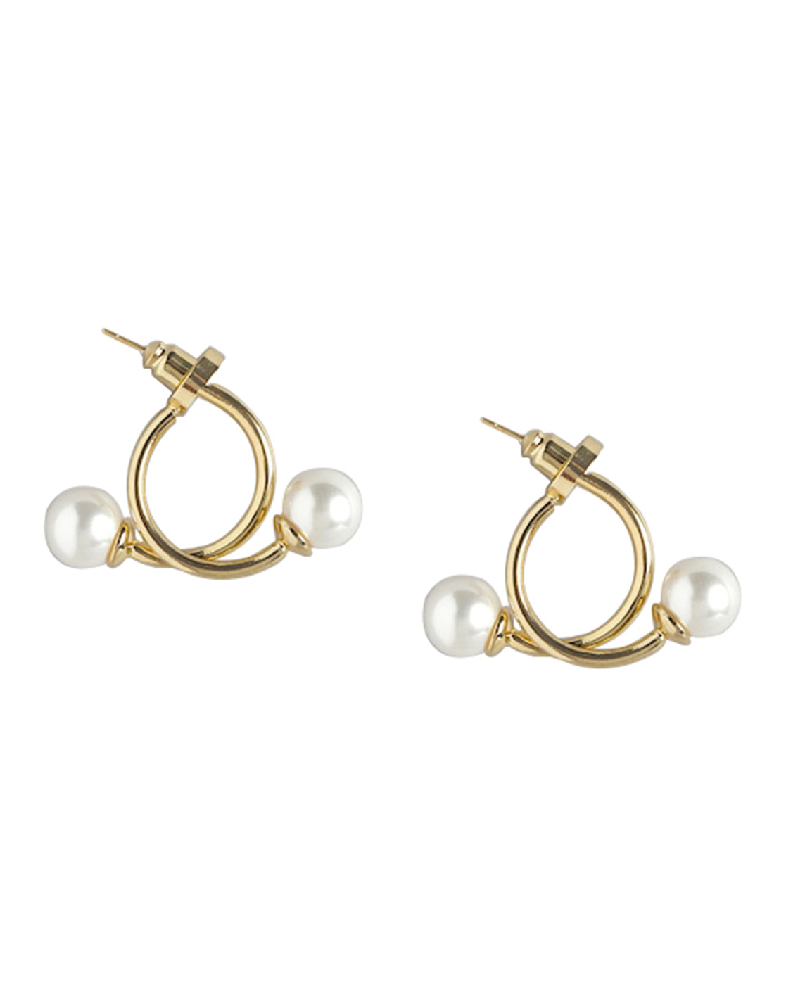 Gold Plated &amp; Pearl Fancy Drop Stud Earring For Women