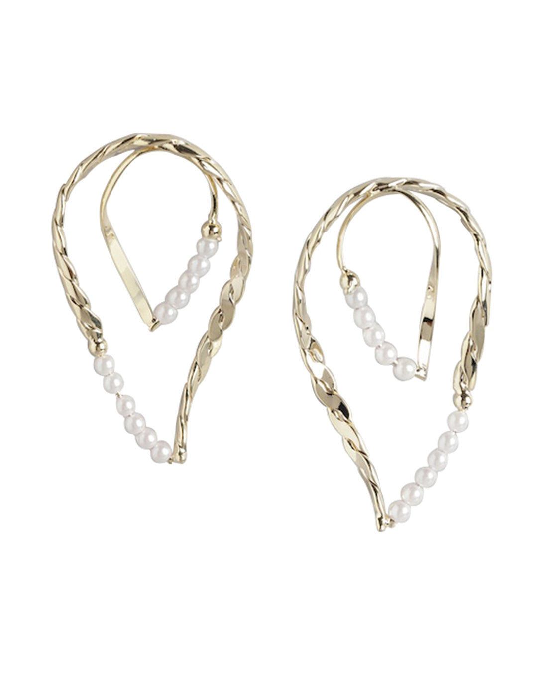 Gold Plated &amp; Pearl Tear Drop Earring For Women