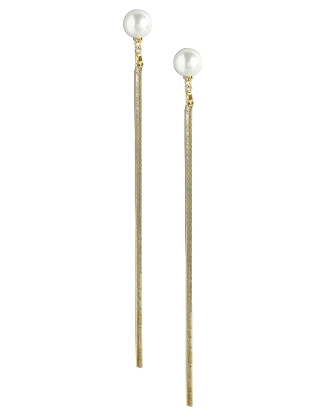 Gold Plated &amp; Pearl Contemporary Drop Tassle Earring For Women