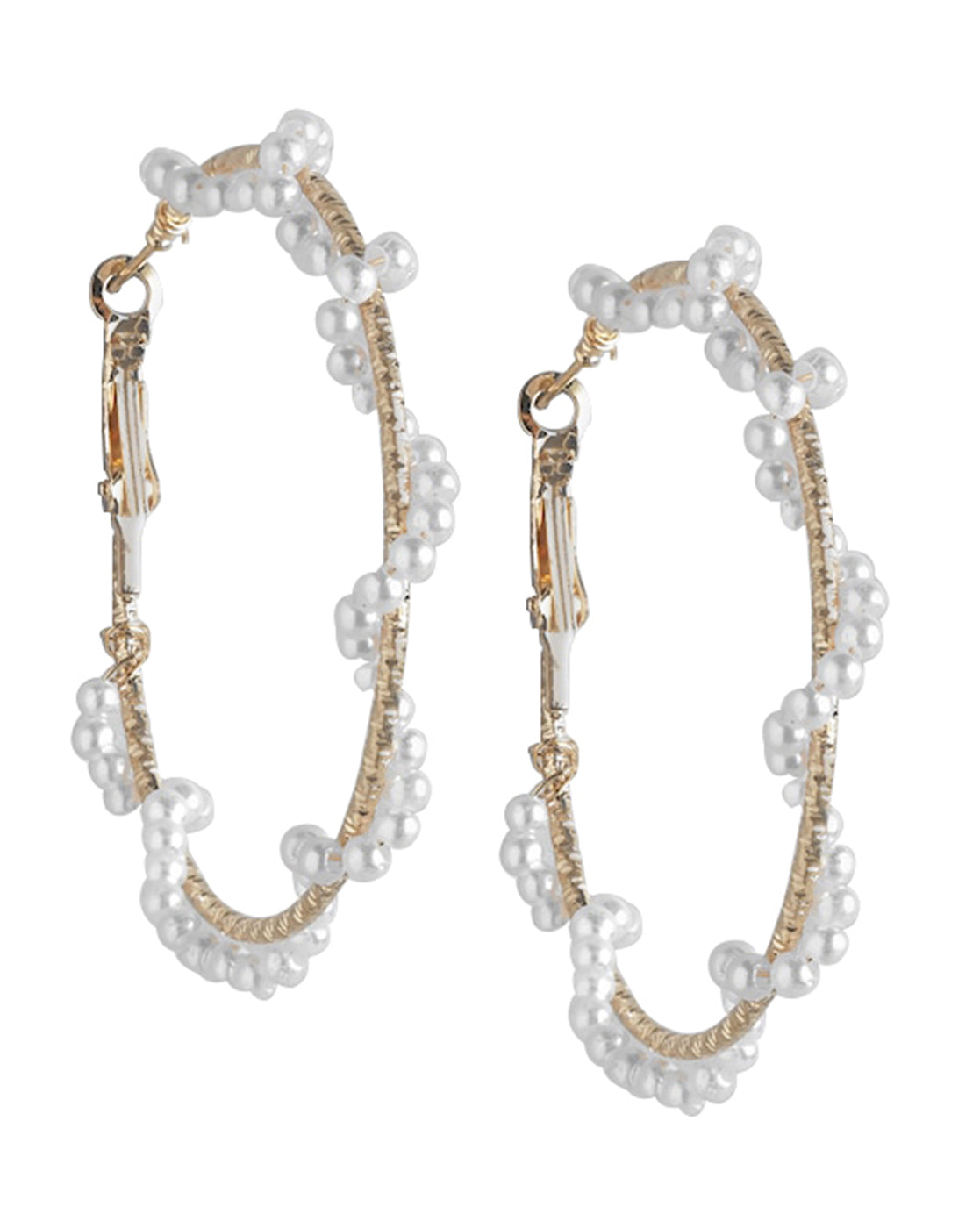 Gold Plated &amp; Pearl Circular Hoop Earring