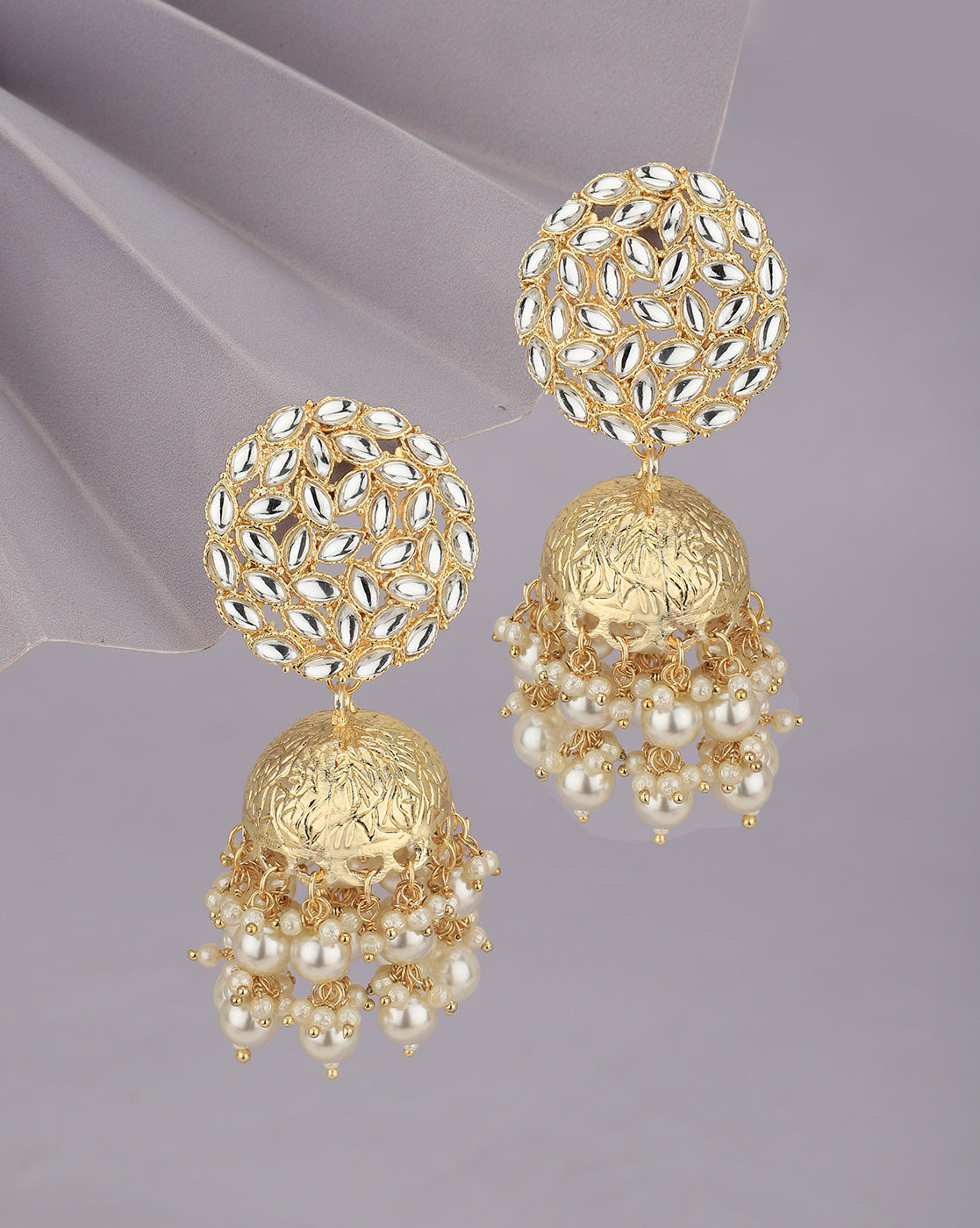 Gold Plated with Pearl Dome Shape Jhumki for women