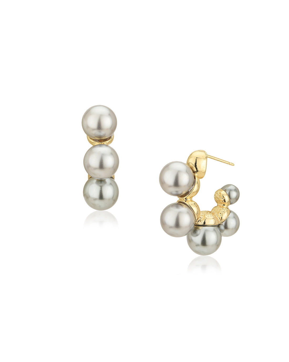 Premium Gold Plated with Pearl Half Hoop Earring for women