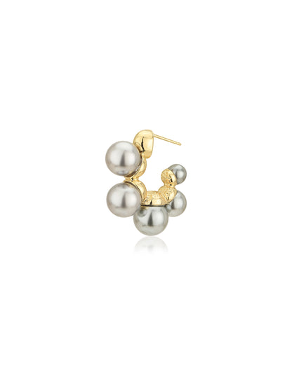 Premium Gold Plated with Pearl Half Hoop Earring for women