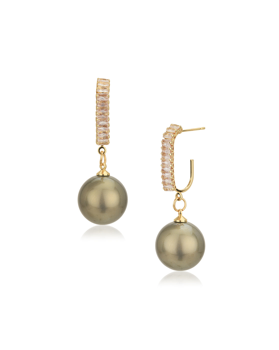 Gold Plated with Hanging Pearl Fancy Half Hoop Earring for women