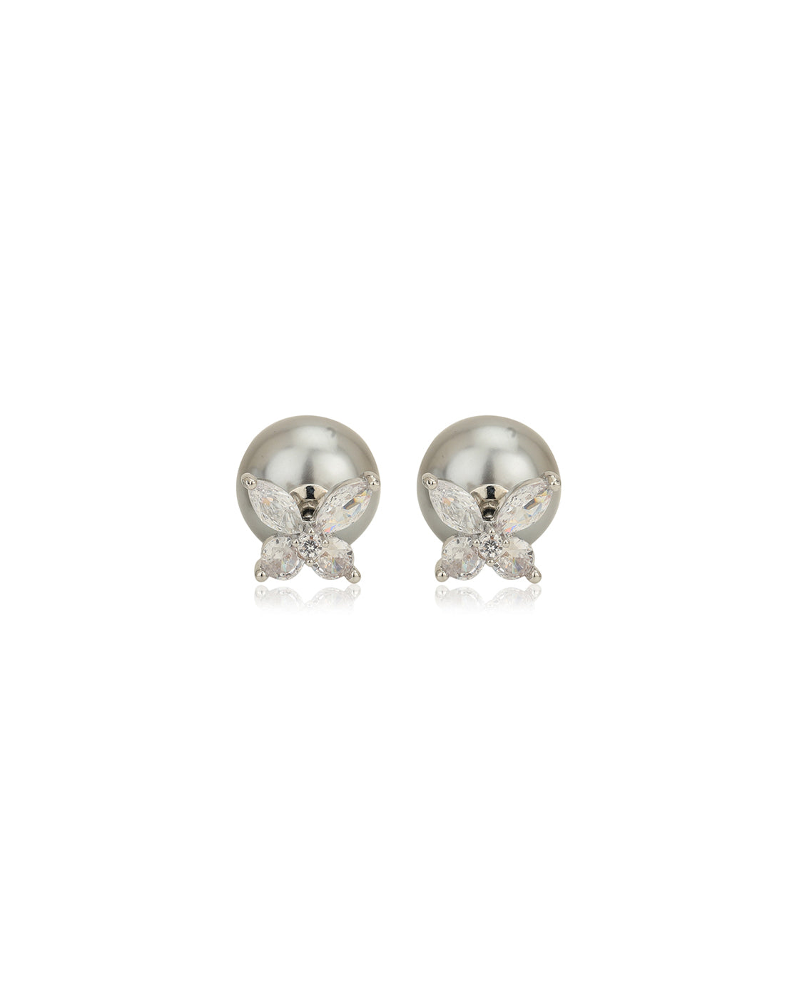 Silver Plated with Pearl Front Back Stud Earring for women