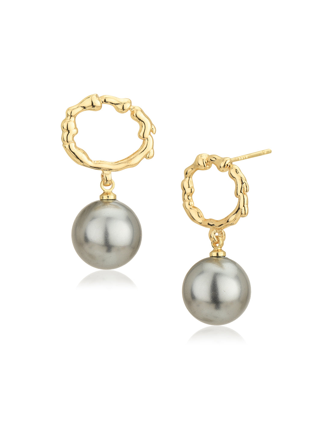 Gold Plated Hanging Pearl Hoop Earring for women