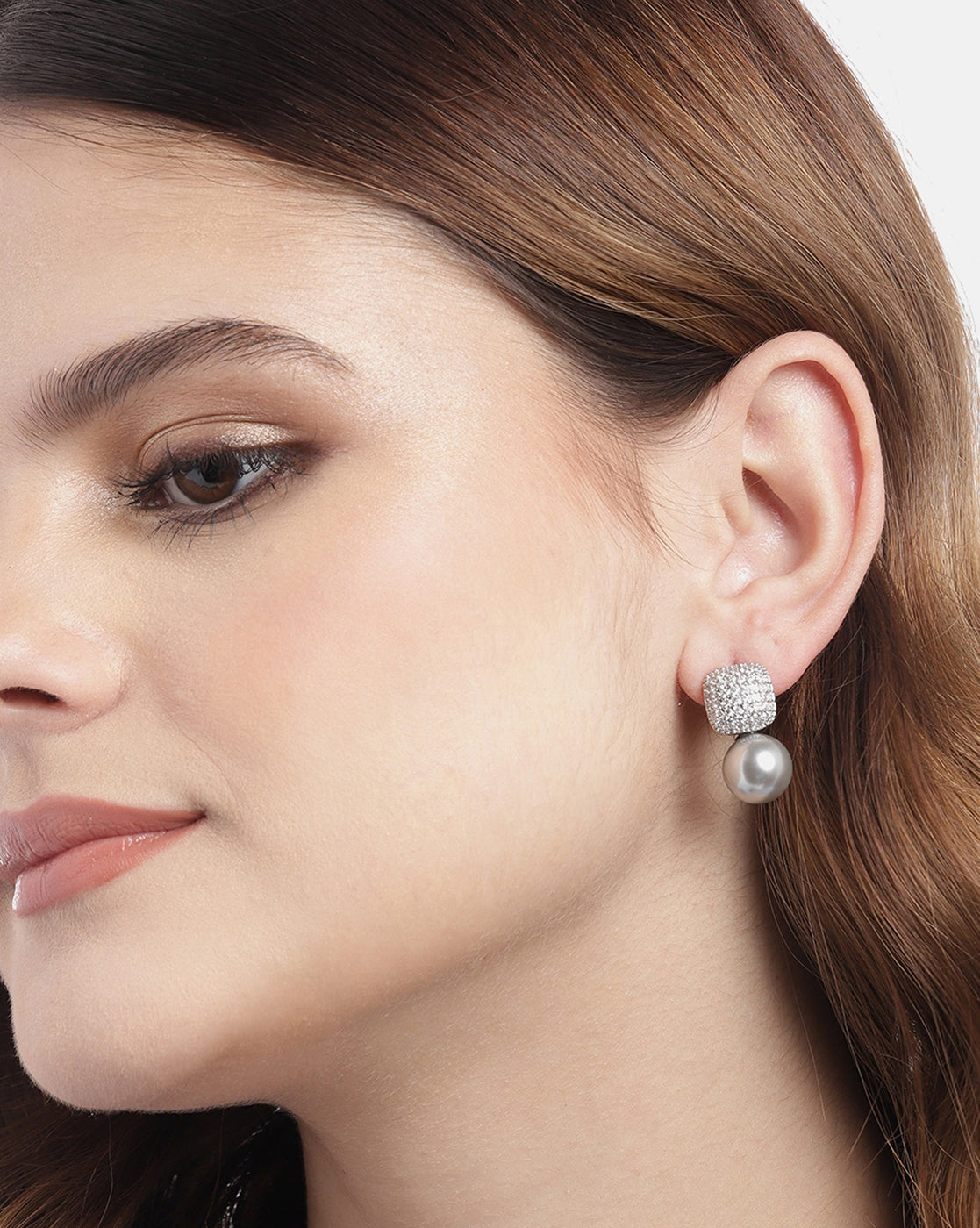 Premium Silver Plated Hanging Pearl Drop Earring for women