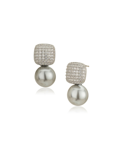Premium Silver Plated Hanging Pearl Drop Earring for women