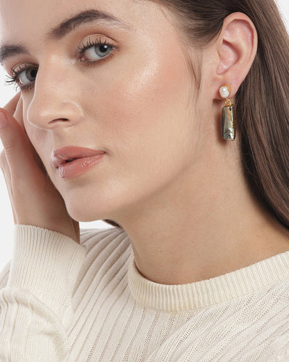 Gold Plated &amp; Labradorite Stone Fancy Drop Earring for women